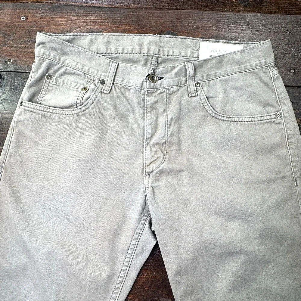 Rag & Bone Men's 33 Distressed Grey Standard Issue Button Fly Fit 2‎ Slim Tag 31